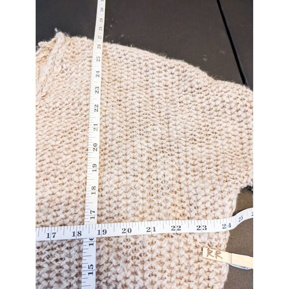 Moth Oversized V Neck Chunky Knit Tan Sweater Alpaca Wool Blend Small - Picture 9 of 9